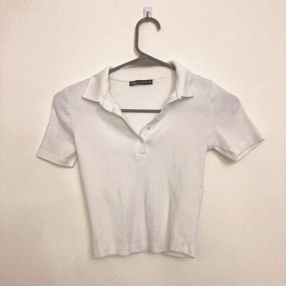 Zara Tops - Zara White Polo Crop Top